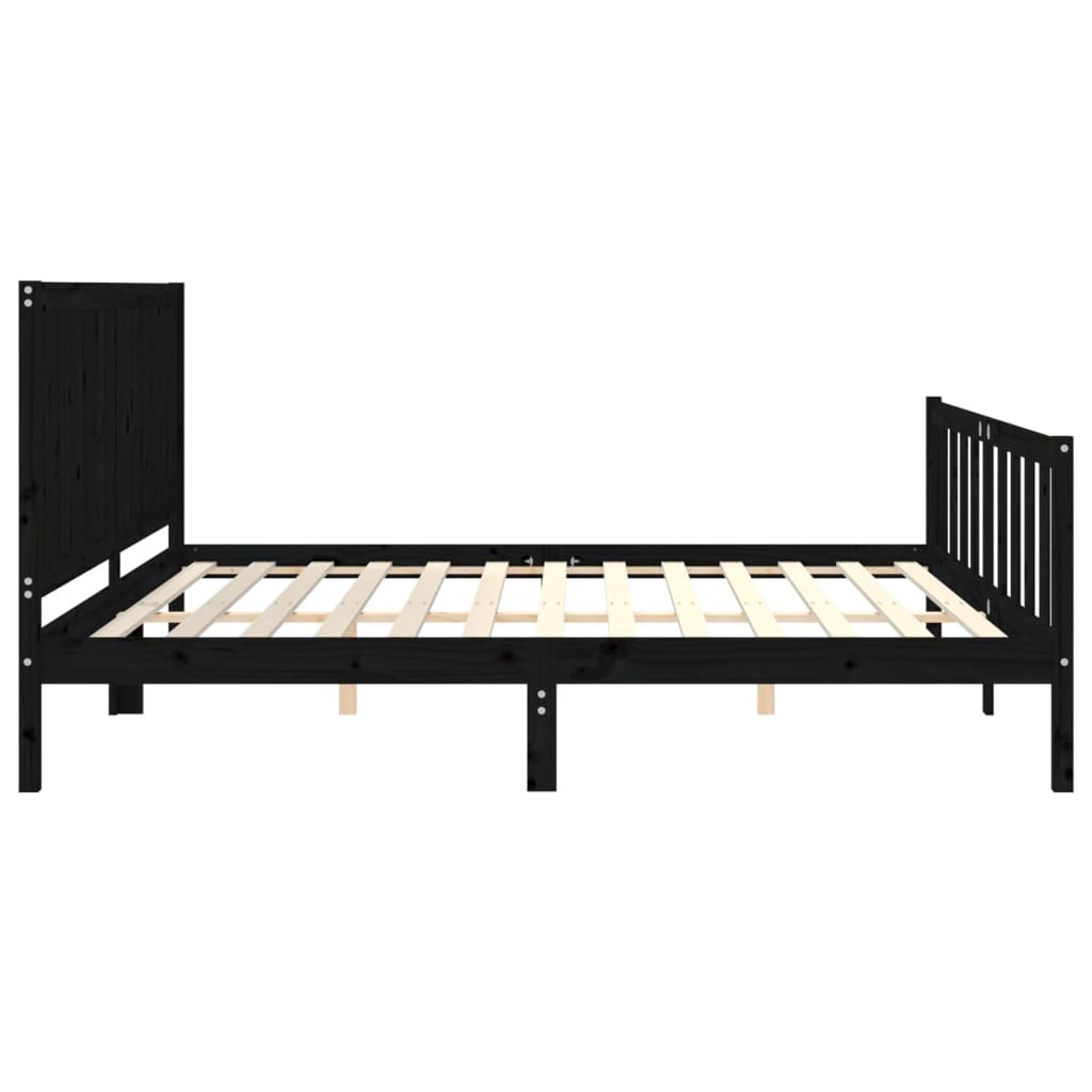 vidaXL Estructura de cama con cabecero madera maciza negro 200x200 cm