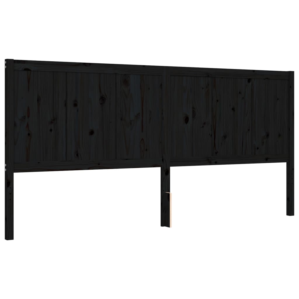 vidaXL Estructura de cama con cabecero madera maciza negro 200x200 cm