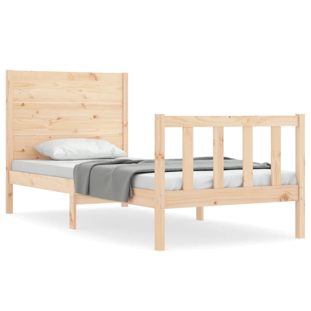 vidaXL Estructura de cama individual con cabecero madera maciza