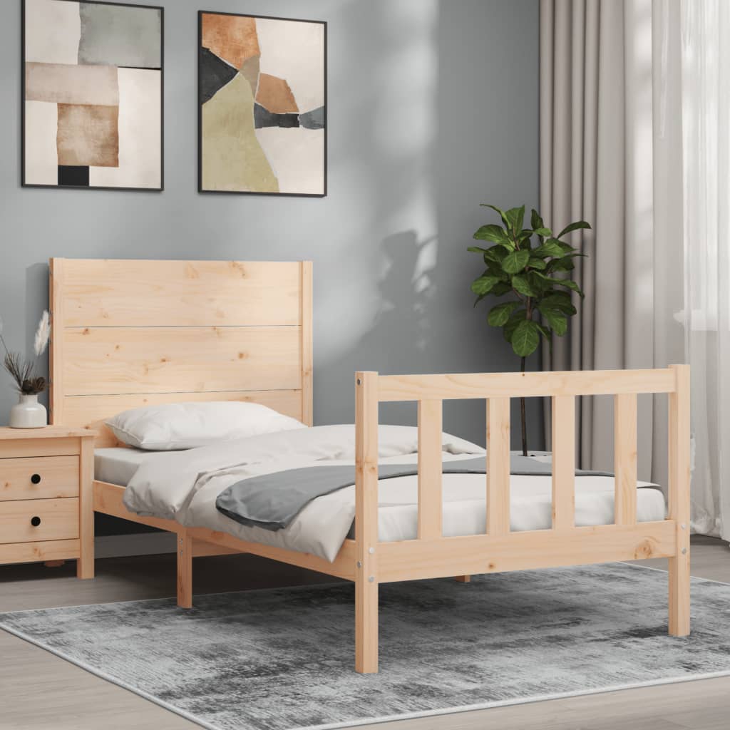 vidaXL Estructura de cama individual con cabecero madera maciza