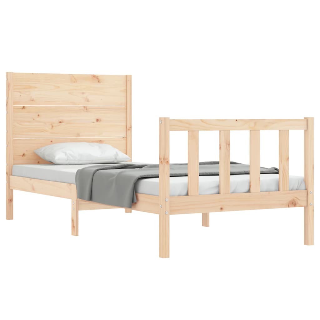 vidaXL Estructura de cama individual con cabecero madera maciza