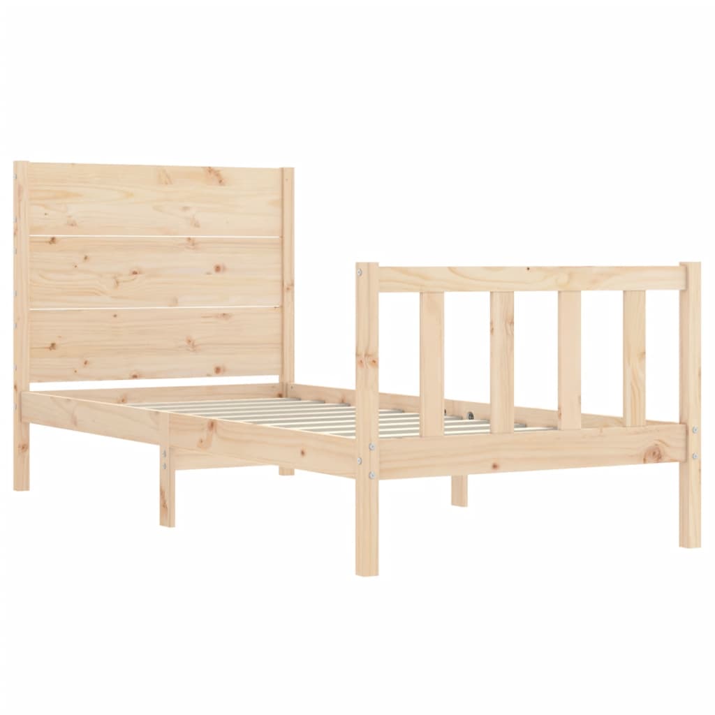 vidaXL Estructura de cama individual con cabecero madera maciza