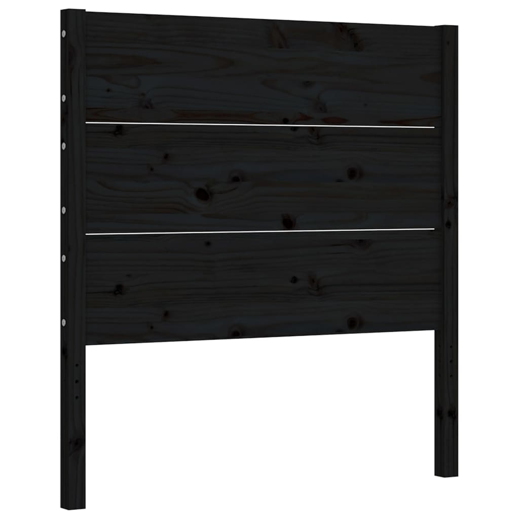 vidaXL Estructura de cama individual con cabecero madera maciza negro