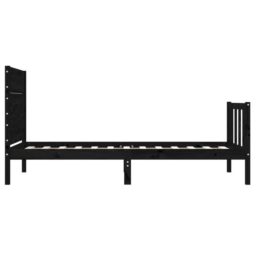 vidaXL Estructura de cama con cabecero madera maciza negro