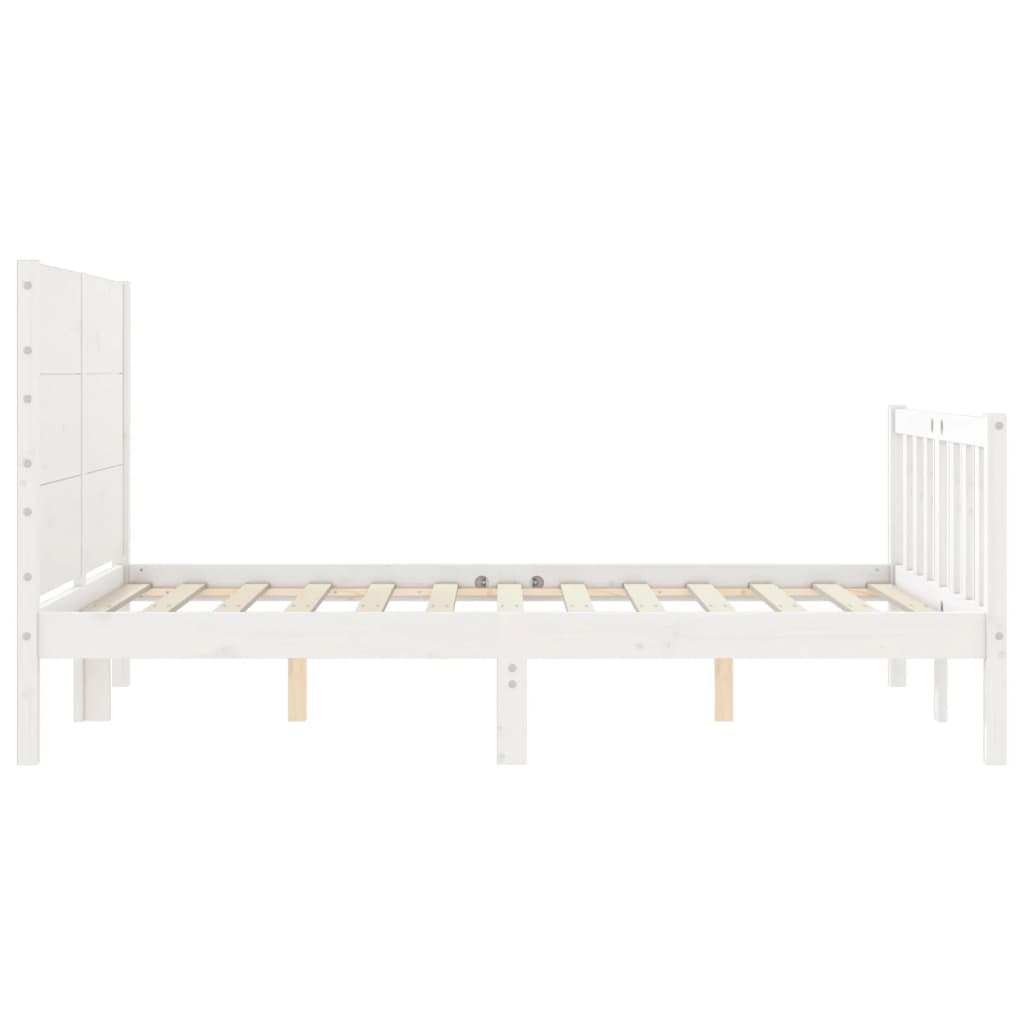 vidaXL Estructura cama de matrimonio con cabecero madera maciza blanco