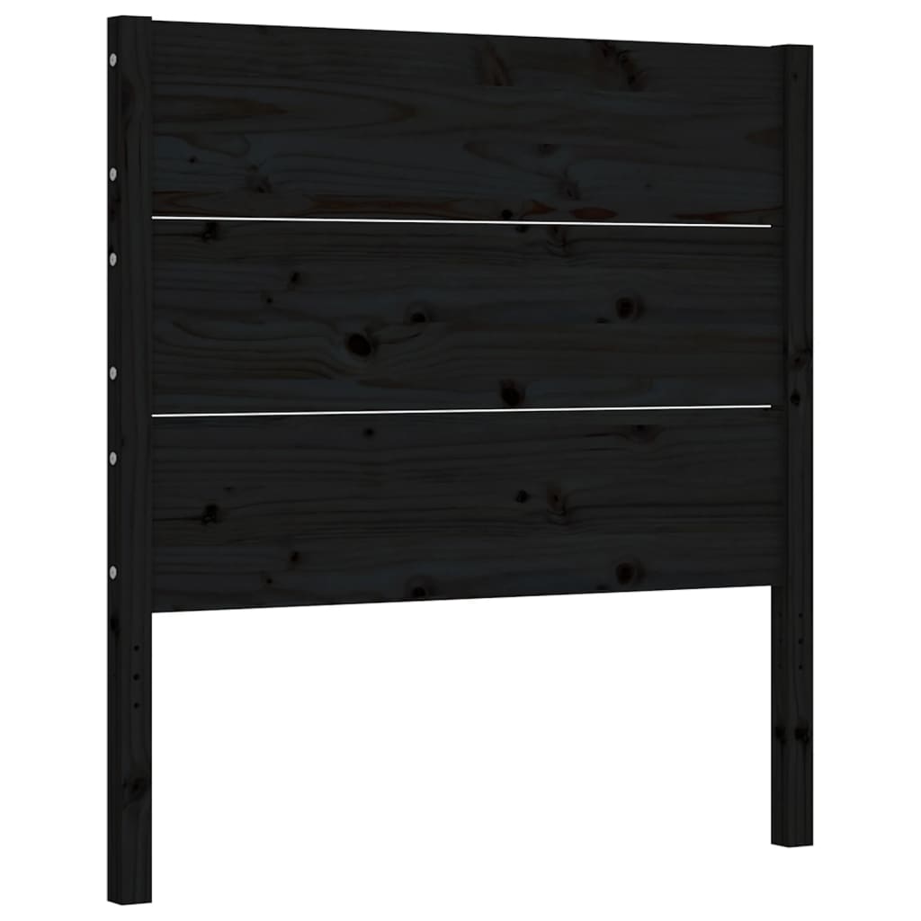 vidaXL Estructura de cama con cabecero madera maciza negro 90x200 cm