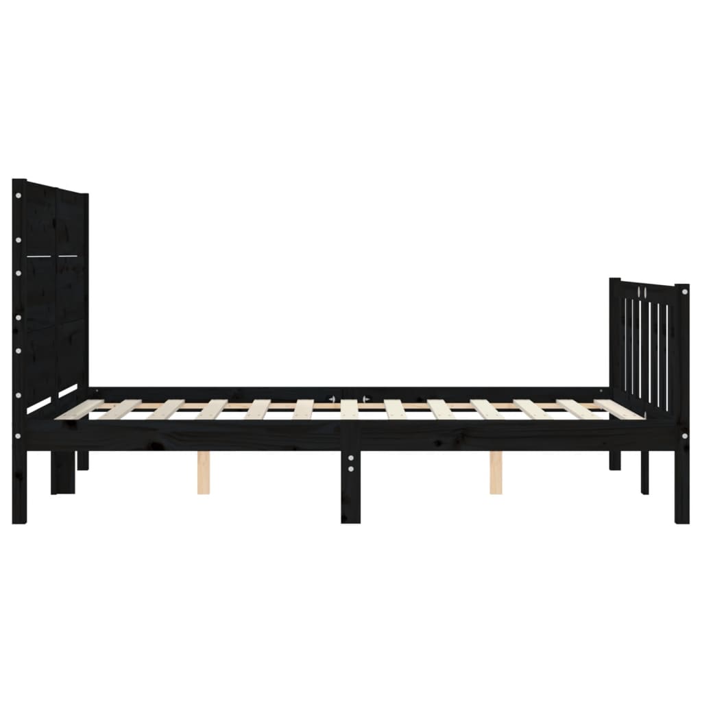 vidaXL Estructura de cama con cabecero madera maciza negro 120x200 cm