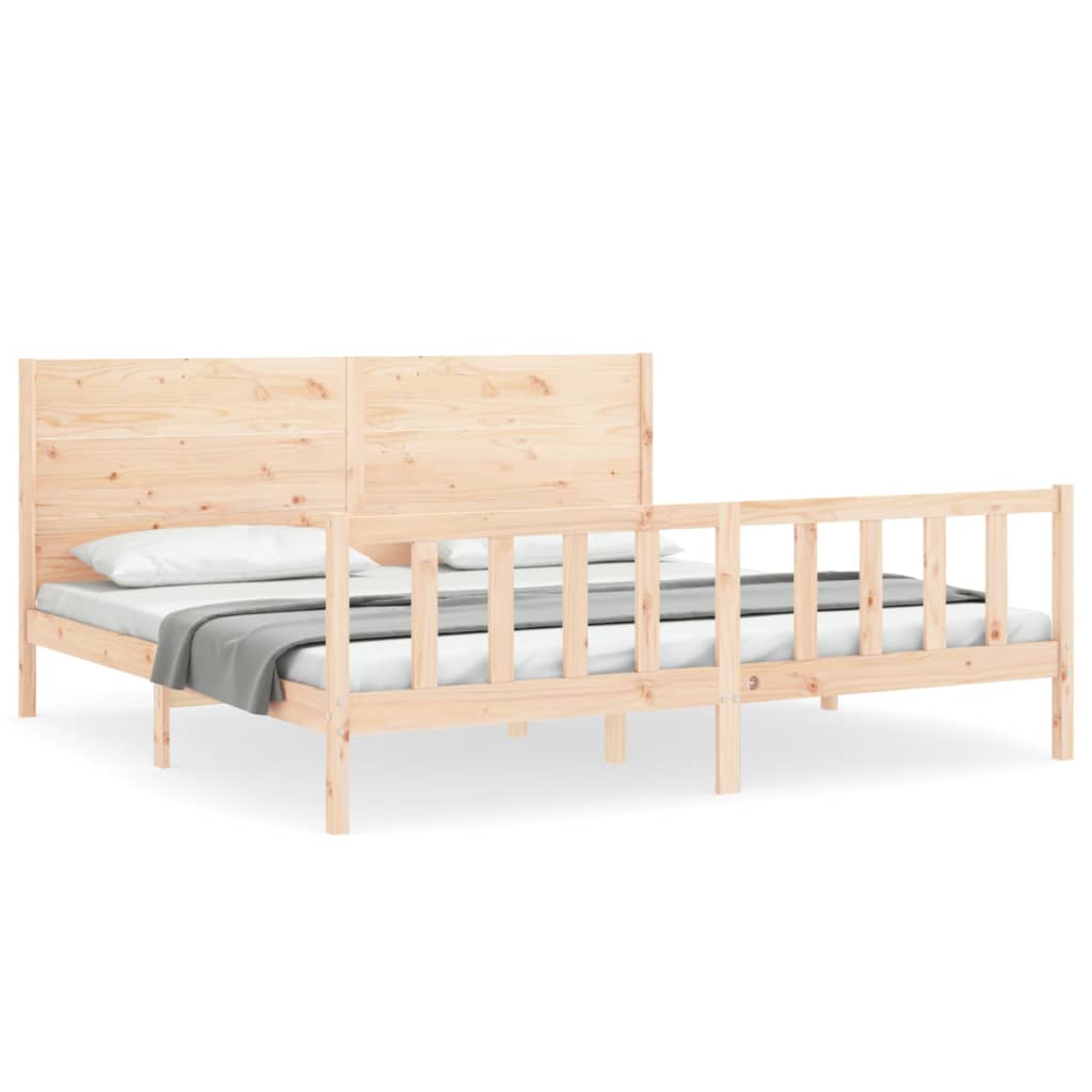 vidaXL Estructura de cama de matrimonio con cabecero madera maciza