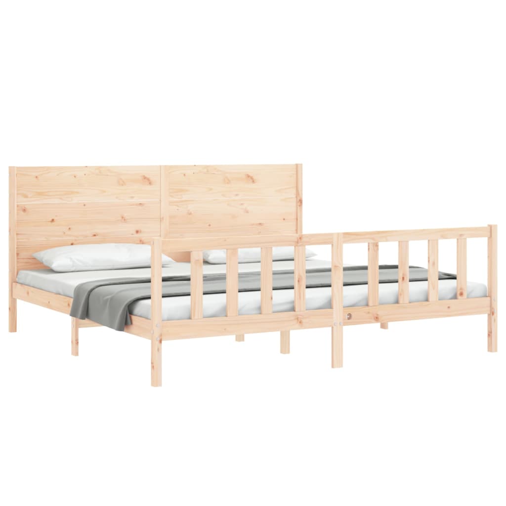 vidaXL Estructura de cama de matrimonio con cabecero madera maciza