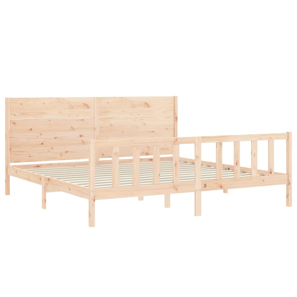 vidaXL Estructura de cama de matrimonio con cabecero madera maciza