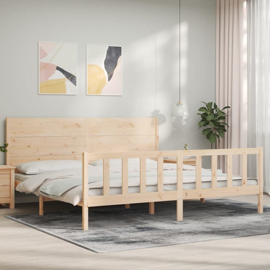 vidaXL Estructura de cama de matrimonio con cabecero madera maciza