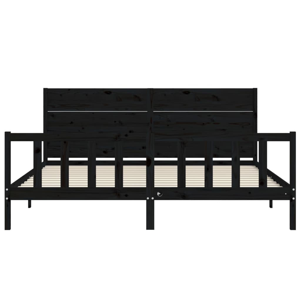 vidaXL Estructura de cama con cabecero madera maciza negro 200x200 cm