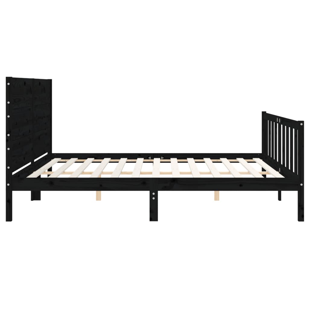 vidaXL Estructura de cama con cabecero madera maciza negro 200x200 cm