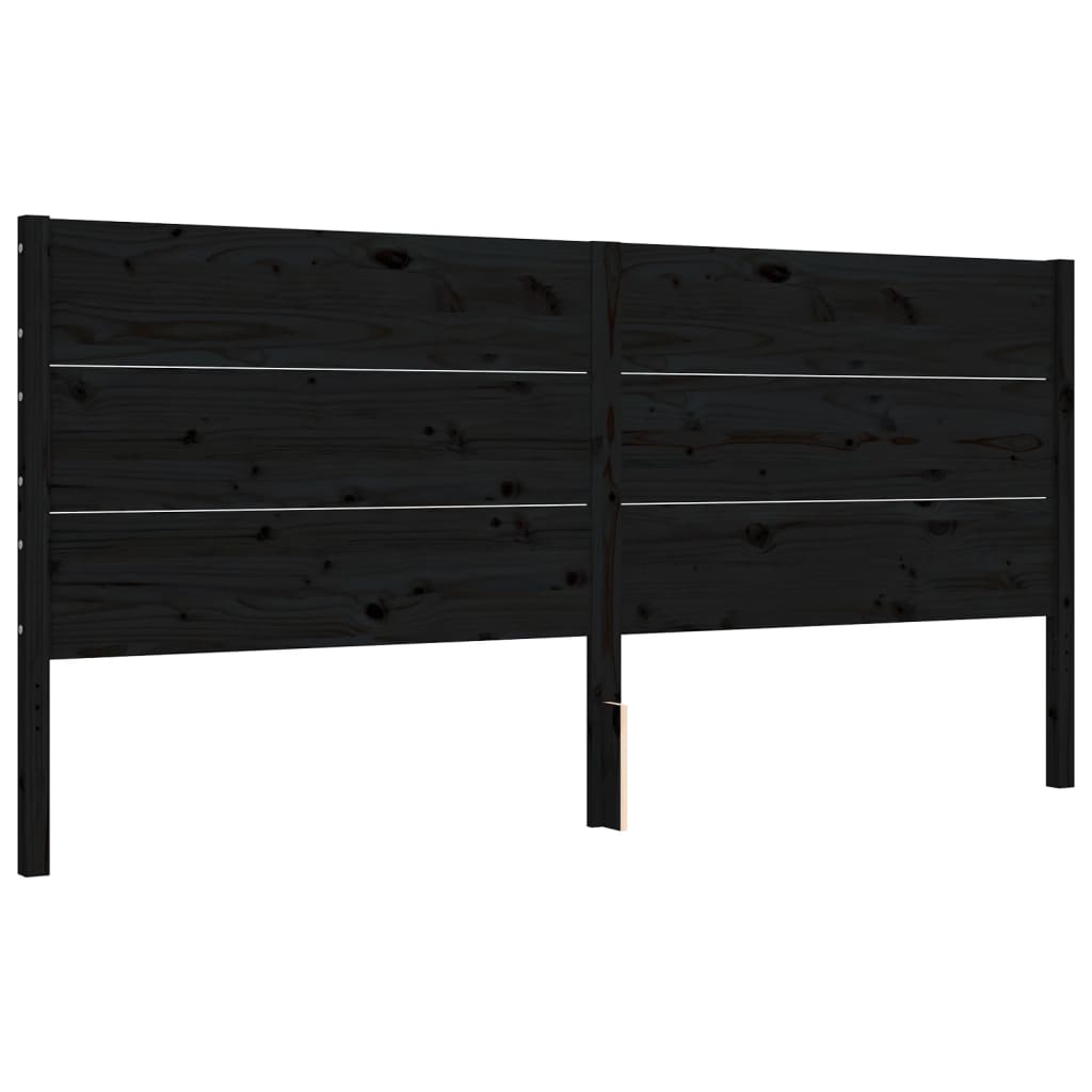 vidaXL Estructura de cama con cabecero madera maciza negro 200x200 cm