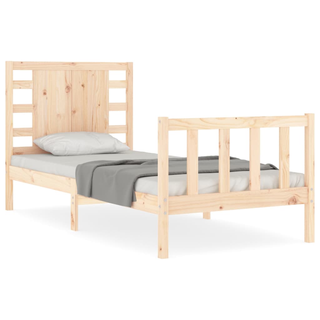 vidaXL Estructura de cama individual con cabecero madera maciza