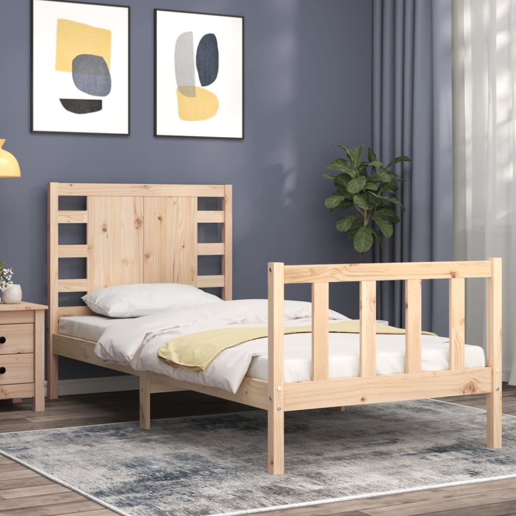 vidaXL Estructura de cama individual con cabecero madera maciza