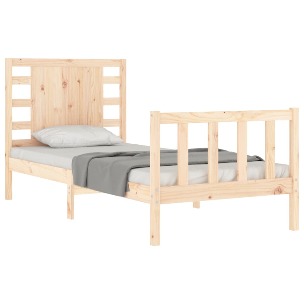 vidaXL Estructura de cama individual con cabecero madera maciza