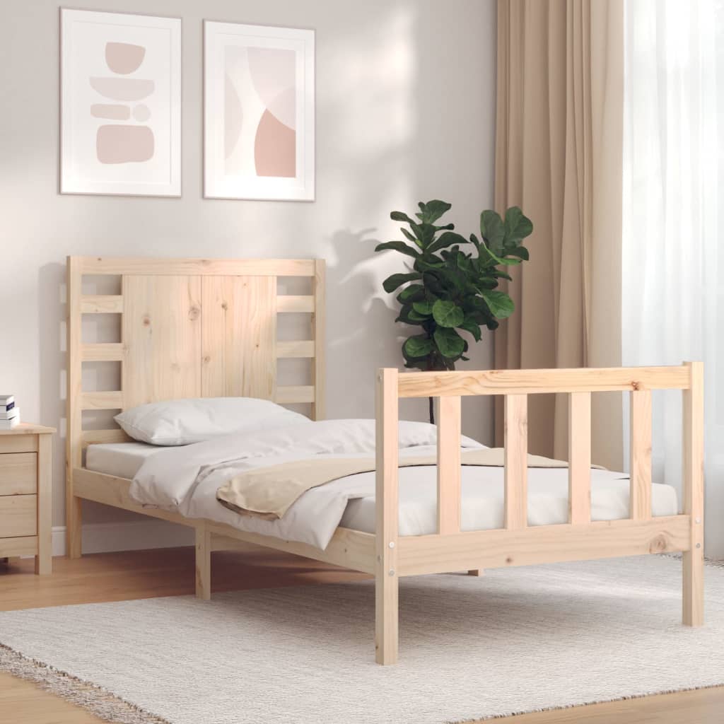 vidaXL Estructura de cama individual con cabecero madera maciza