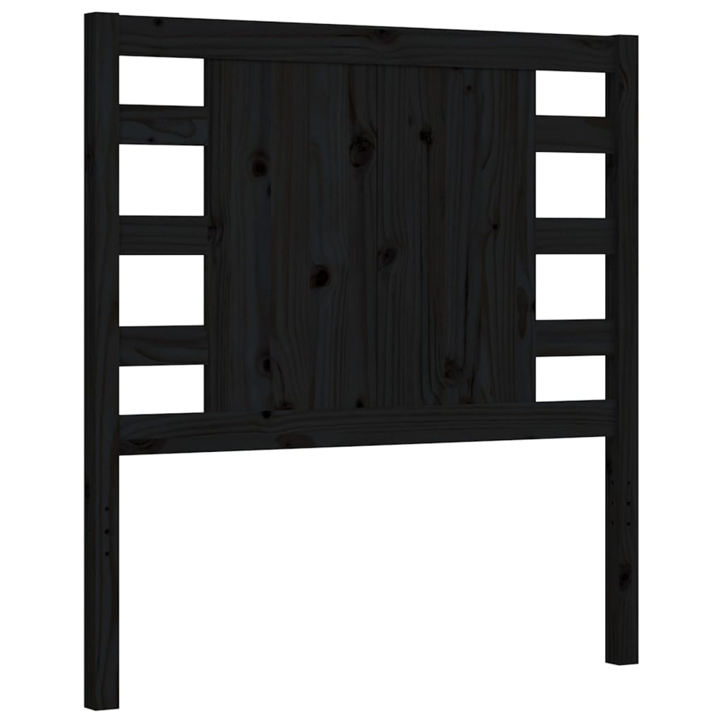 vidaXL Estructura de cama individual con cabecero madera maciza negro