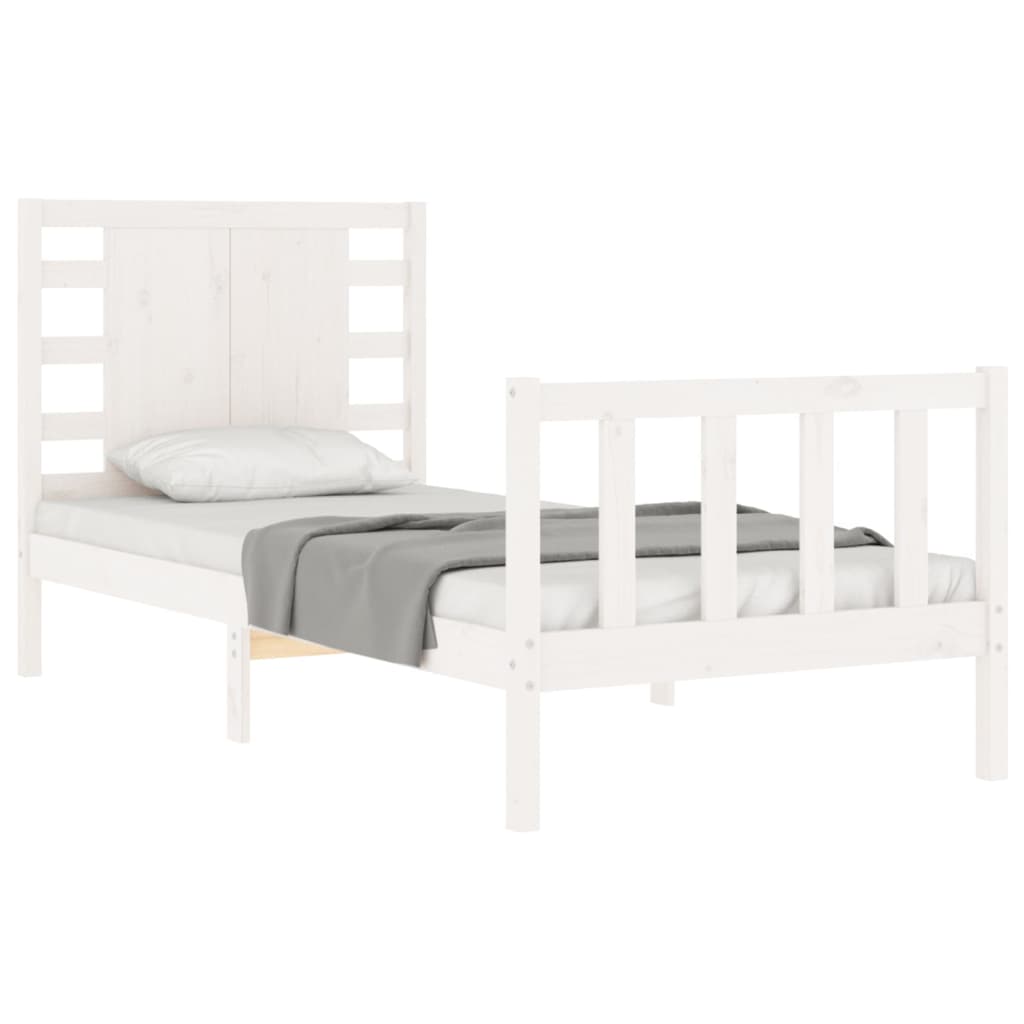 vidaXL Estructura de cama con cabecero madera maciza blanco