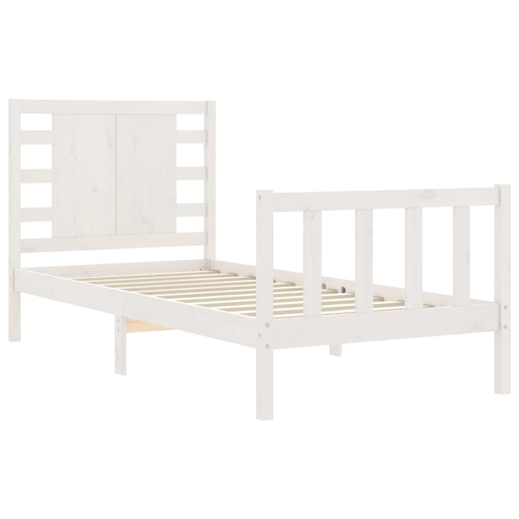 vidaXL Estructura de cama con cabecero madera maciza blanco