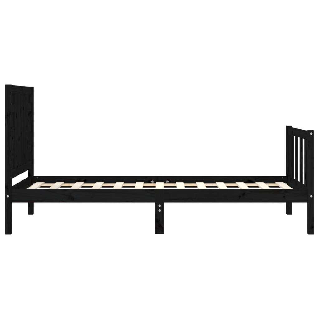 vidaXL Estructura de cama con cabecero madera maciza negro