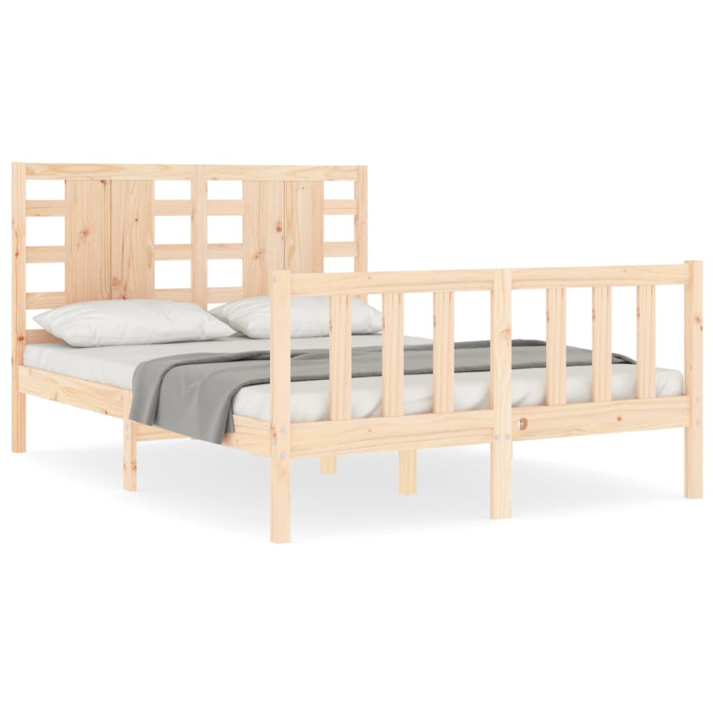 vidaXL Estructura de cama de matrimonio con cabecero madera maciza