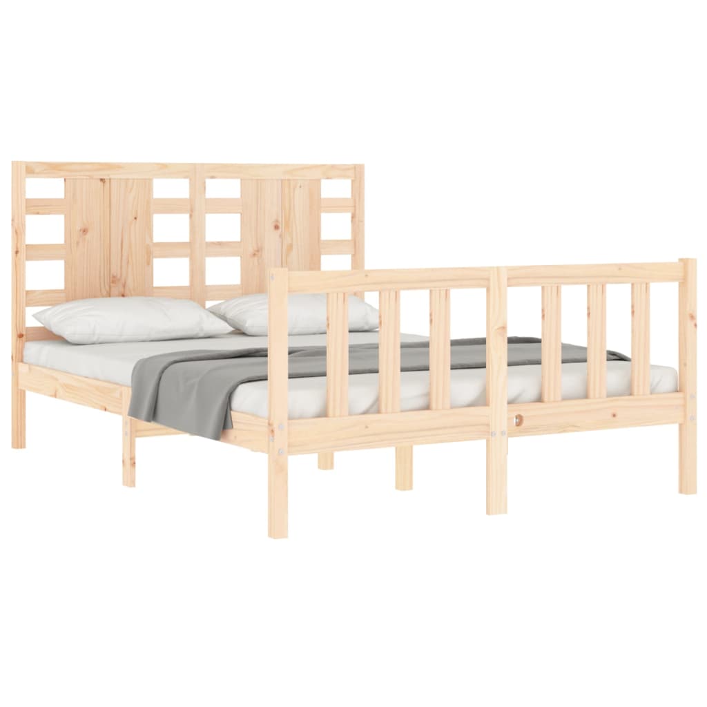 vidaXL Estructura de cama de matrimonio con cabecero madera maciza