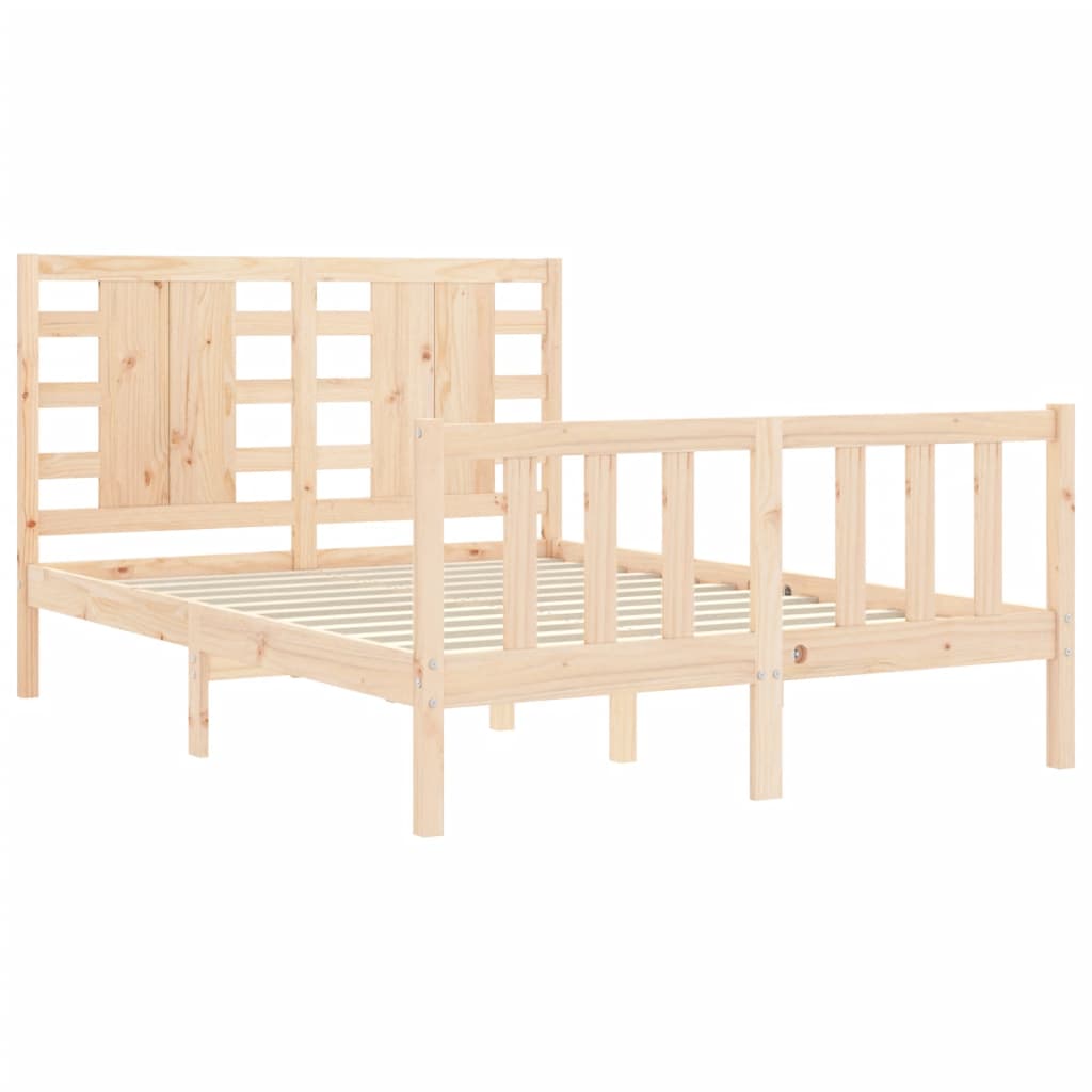 vidaXL Estructura de cama de matrimonio con cabecero madera maciza