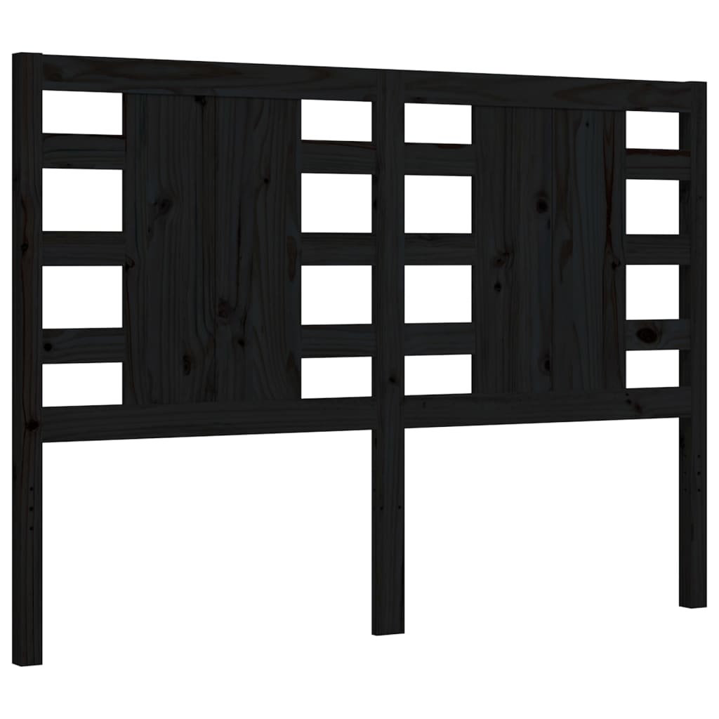 vidaXL Estructura de cama con cabecero madera maciza negro 140x190 cm