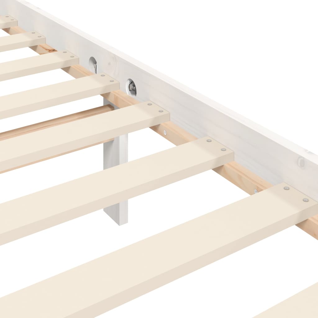 vidaXL Estructura de cama matrimonio con cabecero madera maciza blanco