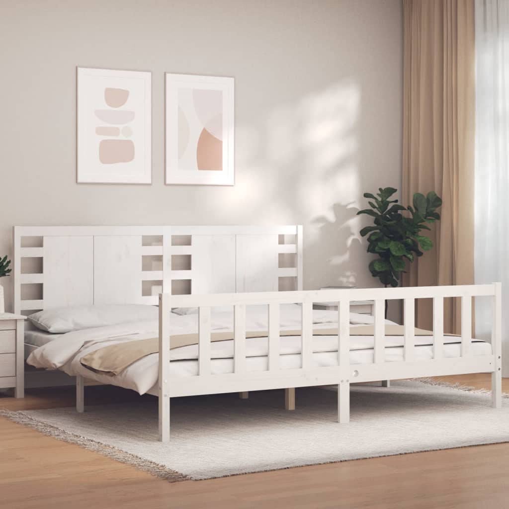 vidaXL Estructura de cama sin colchón madera maciza blanca 200x200 cm