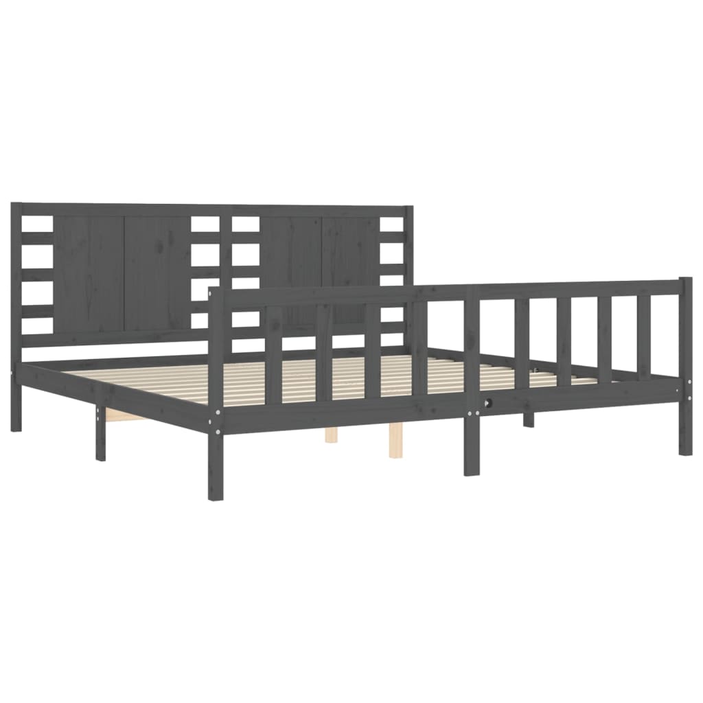 vidaXL Estructura de cama con cabecero madera maciza gris 200x200cm