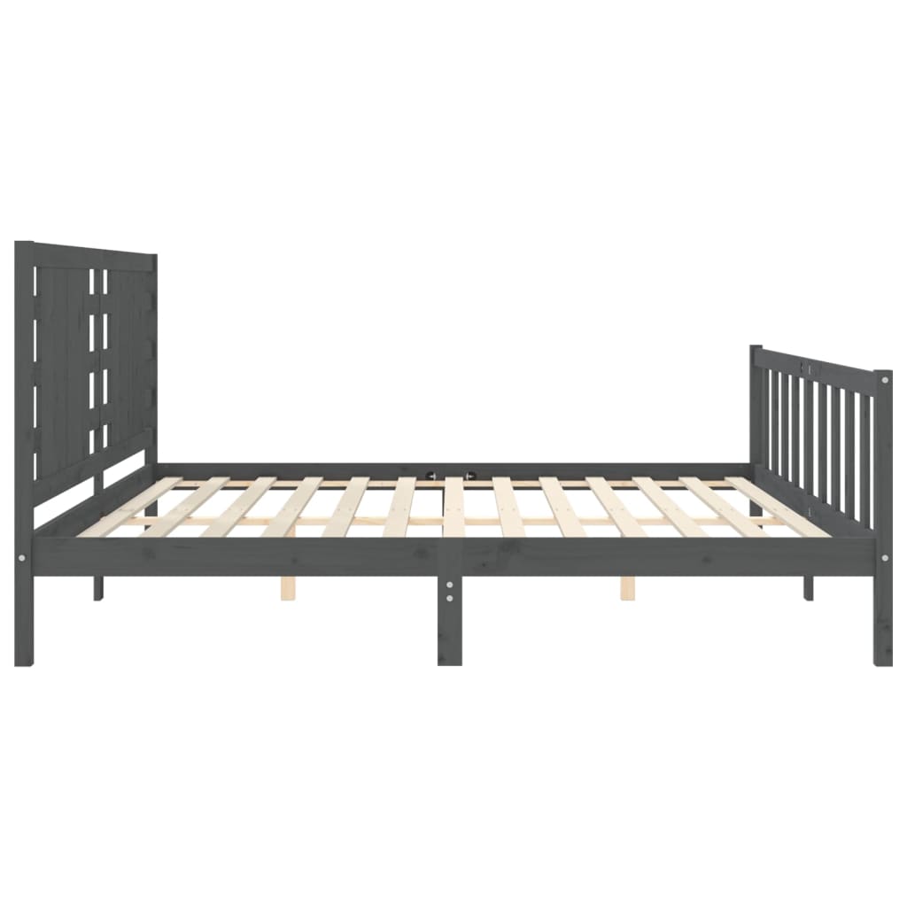 vidaXL Estructura de cama con cabecero madera maciza gris 200x200cm