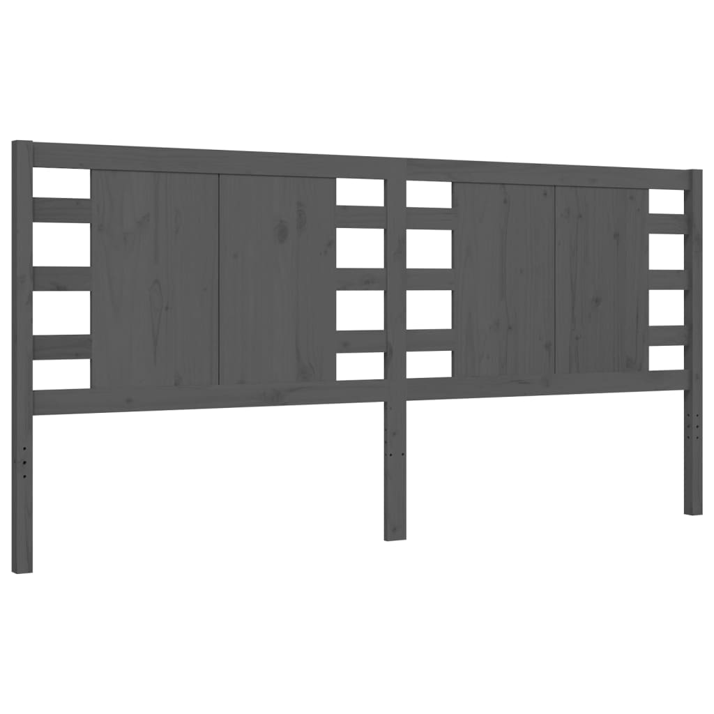 vidaXL Estructura de cama con cabecero madera maciza gris 200x200cm