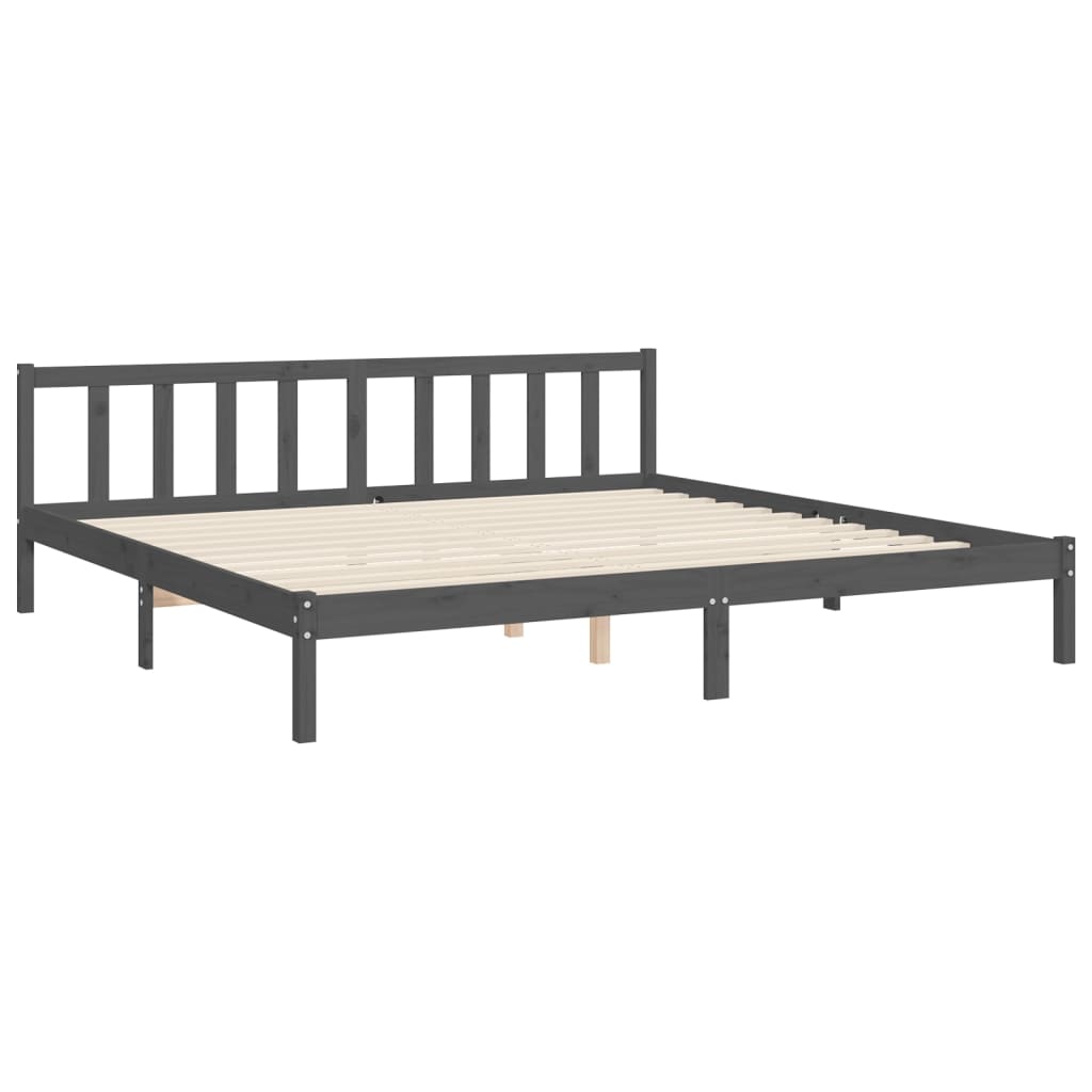 vidaXL Estructura de cama con cabecero madera maciza gris 200x200cm