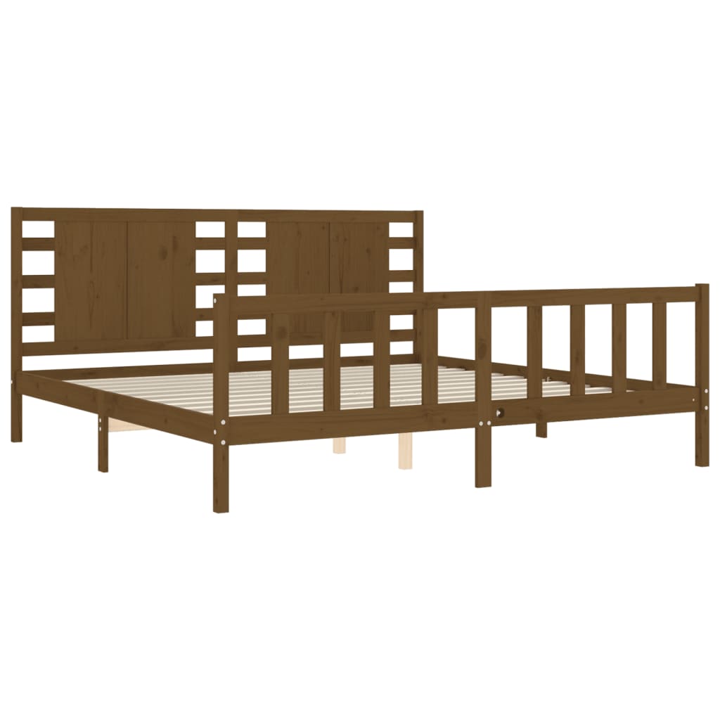 vidaXL Estructura cama y cabecero madera maciza marrón miel 200x200 cm