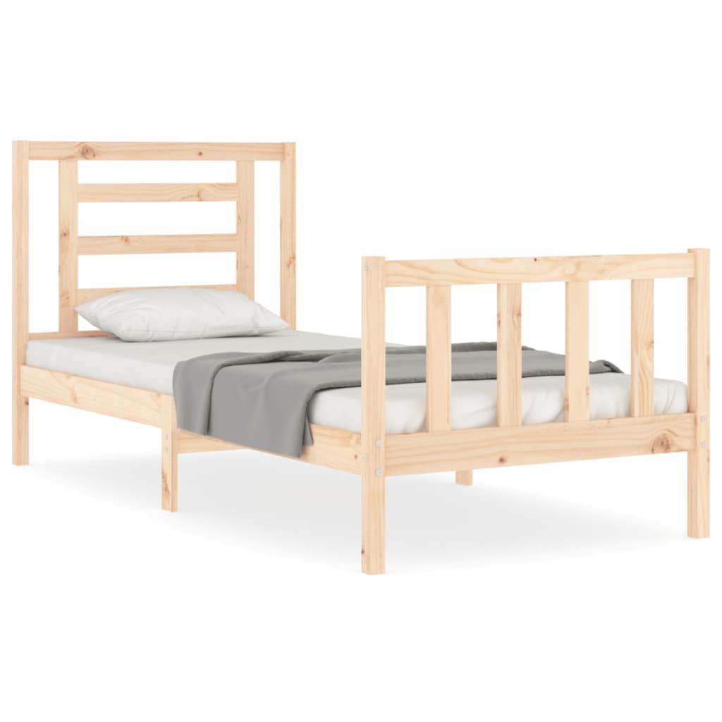 vidaXL Estructura de cama con cabecero madera maciza