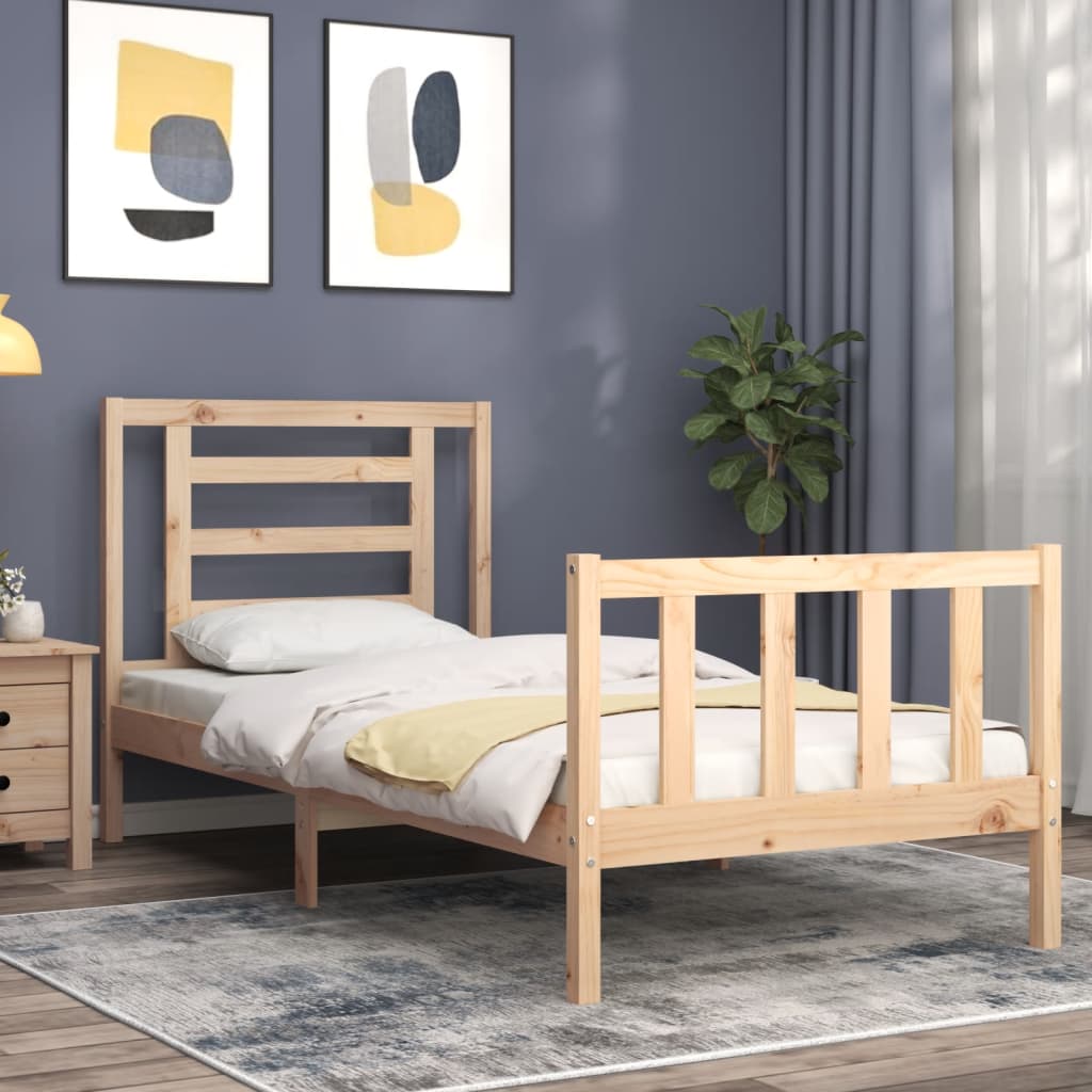 vidaXL Estructura de cama con cabecero madera maciza