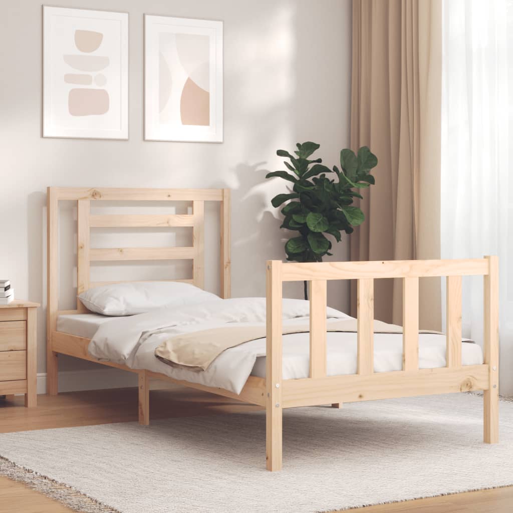 vidaXL Estructura de cama con cabecero madera maciza