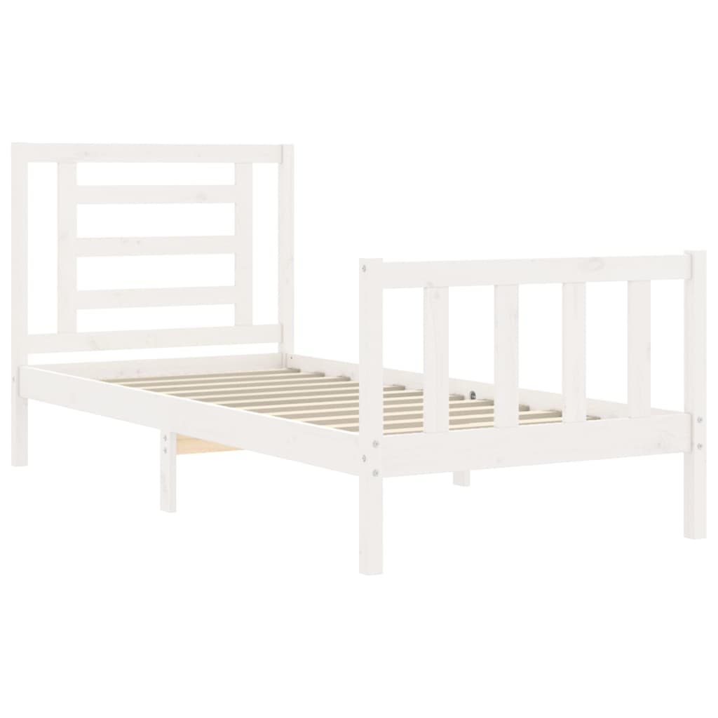 vidaXL Estructura de cama con cabecero madera maciza blanco