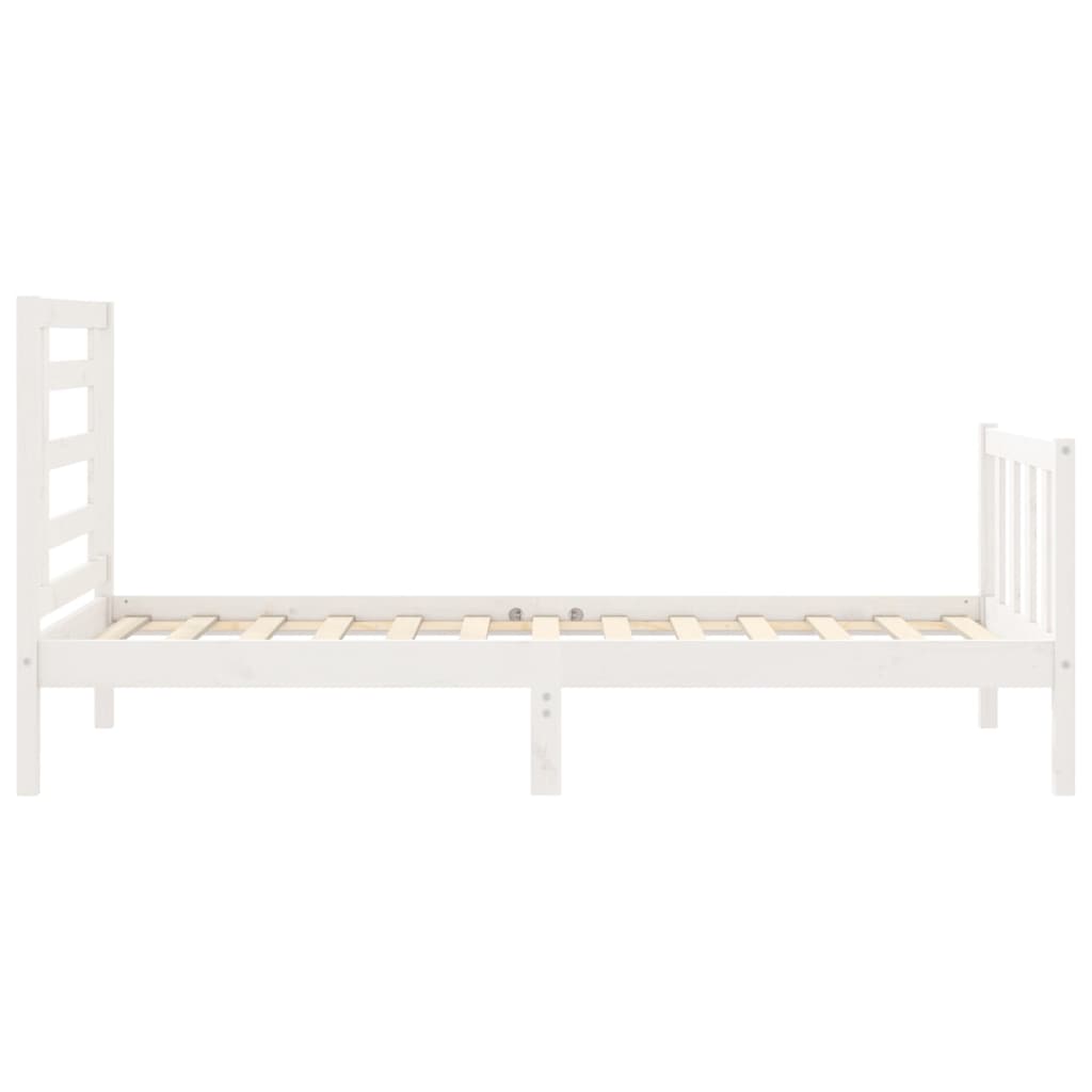 vidaXL Estructura de cama con cabecero madera maciza blanco