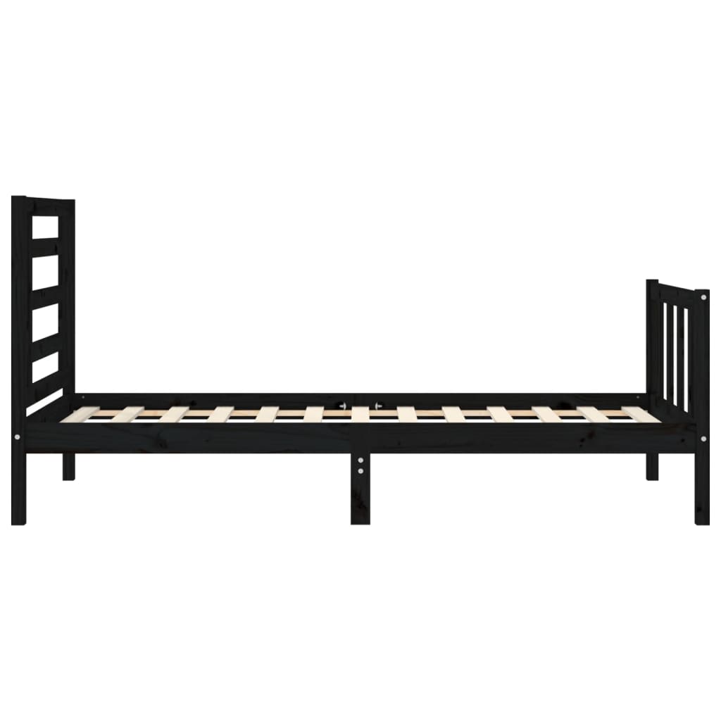 vidaXL Estructura de cama con cabecero madera maciza negro