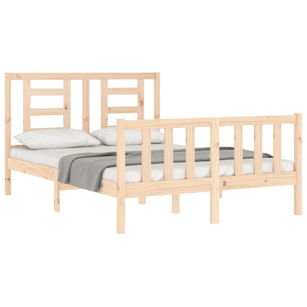 vidaXL Estructura de cama de matrimonio con cabecero madera maciza