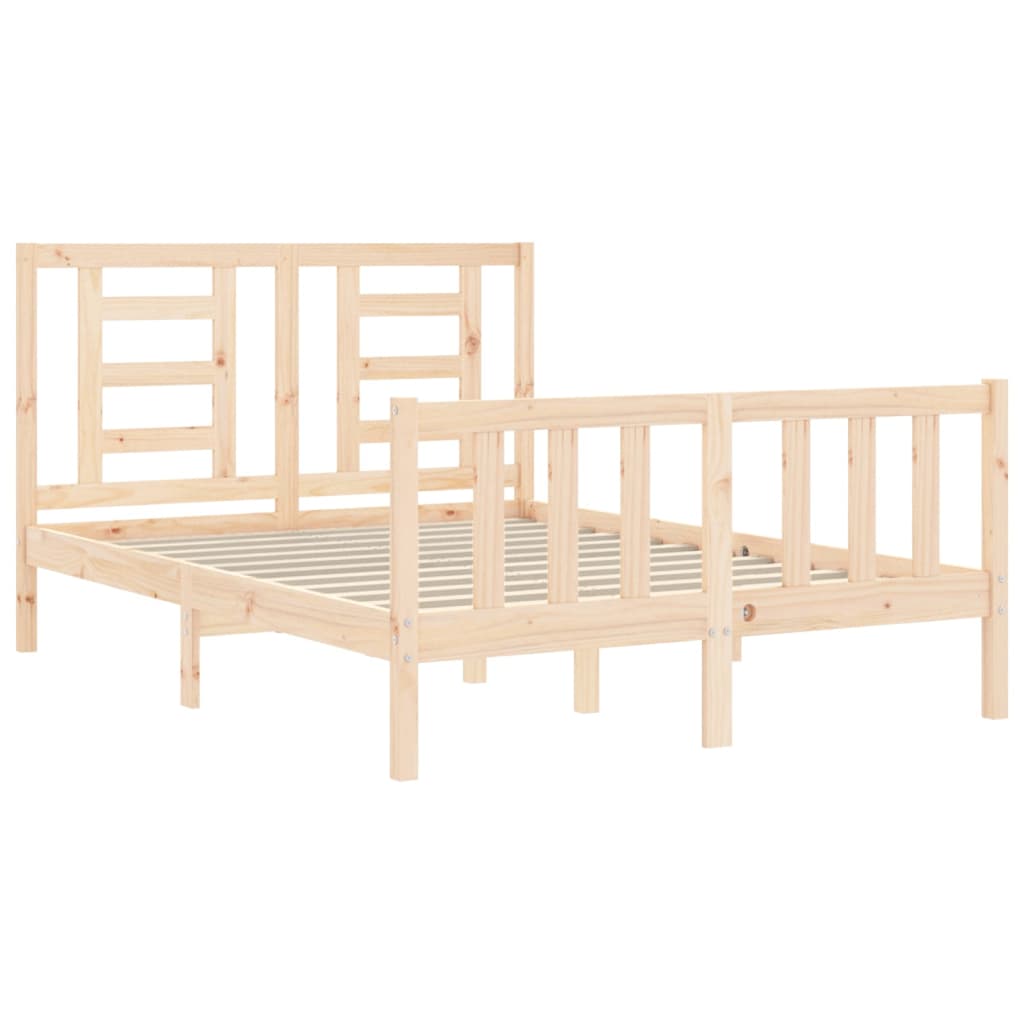 vidaXL Estructura de cama de matrimonio con cabecero madera maciza