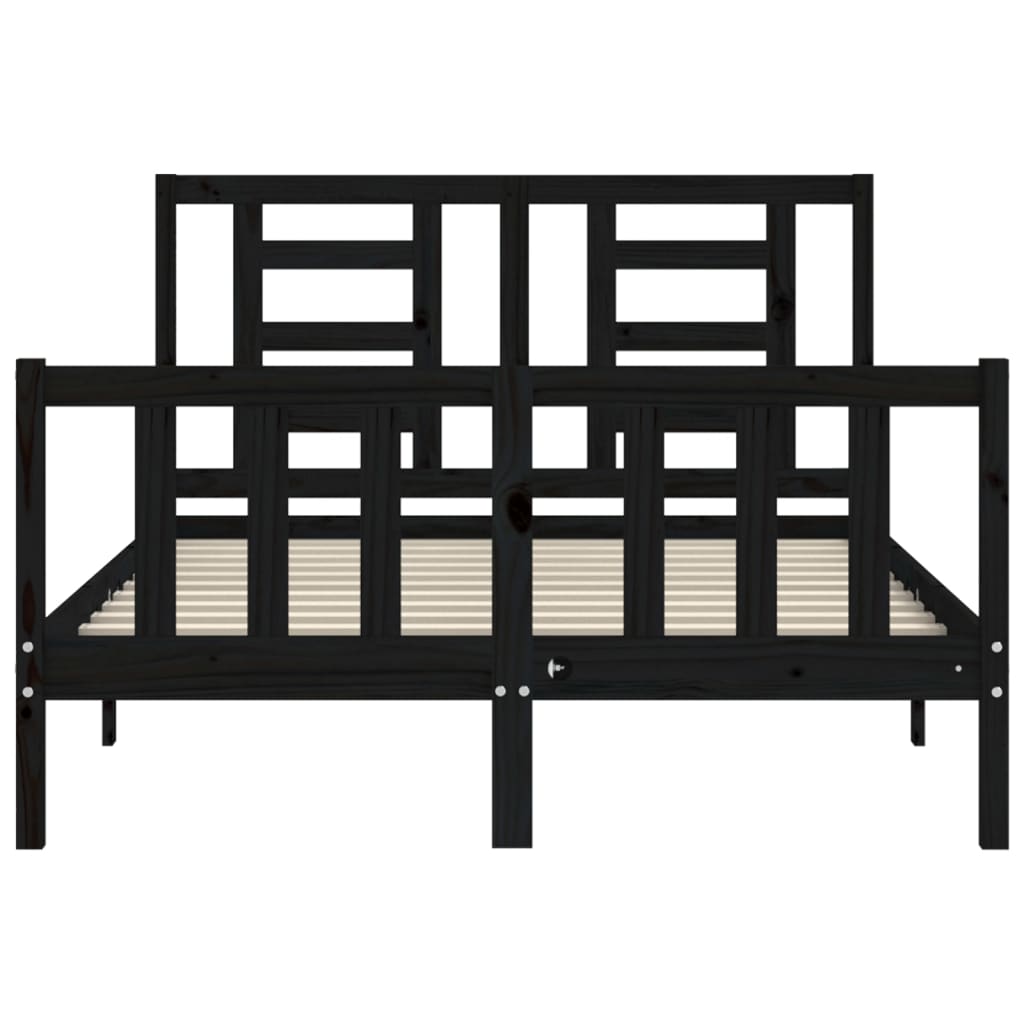 vidaXL Estructura de cama con cabecero madera maciza negro 140x190 cm