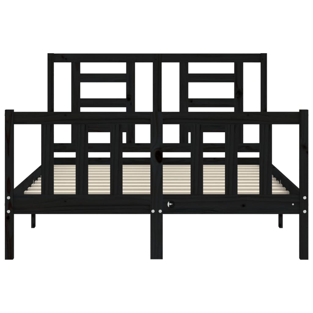 vidaXL Estructura de cama con cabecero madera maciza negro 120x200 cm