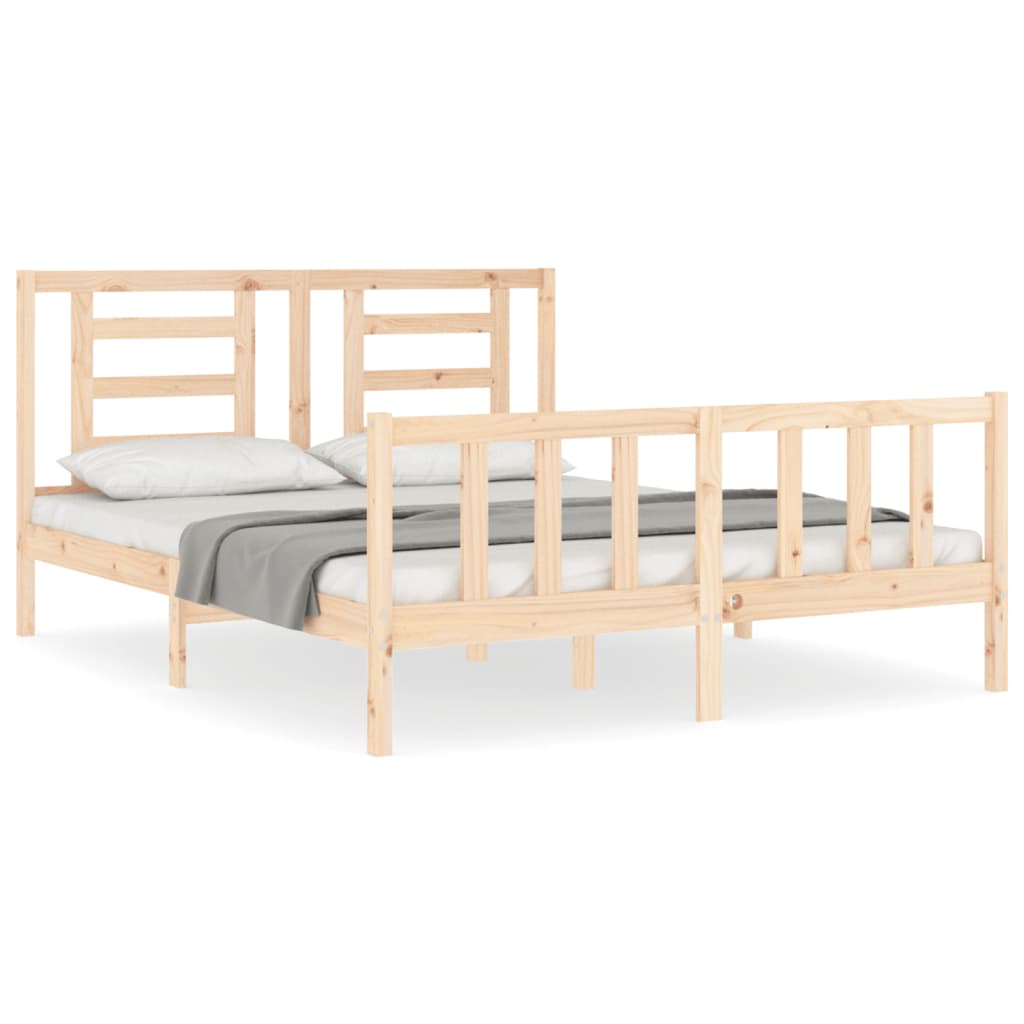 vidaXL Estructura de cama de matrimonio con cabecero madera maciza