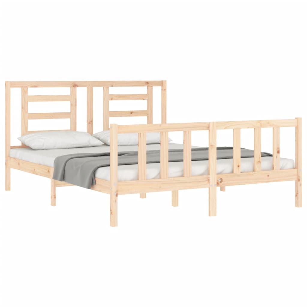 vidaXL Estructura de cama de matrimonio con cabecero madera maciza