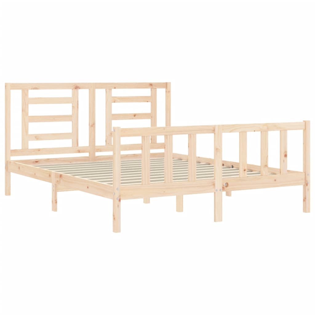 vidaXL Estructura de cama de matrimonio con cabecero madera maciza